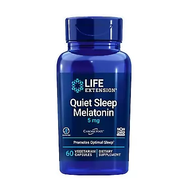Life Extension Quiet Sleep Melatonin - 5mg of Melatonin Supplement with Vitamin C, B6, B12, Calcium, Magnesium and Inositol for Restful & Healthy Sleep - Non-GMO, Gluten-Free, Vegetarian - 60 Capsules
