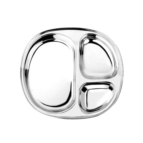 Ahimsa Stainless Steel Kids Plates | Pediatrician Designed | Balanced Bites Divided Plates for Toddlers | Non Toxic & 100% BPA Free | Dishwasher Safe (Classic Stainless)