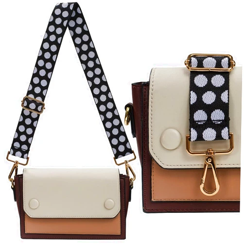 Kinganc Purse Strap Wide Shoulder Straps, Adjustable Crossbody Bag Strap, Replacement Straps for Women Handbag Canvas (Dot white)