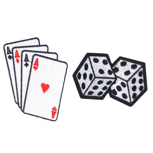 GUMEGE 2Pcs Rock Cool Poker Fashion Clothing Patches Card Game Iron On Patches for Clothing Appliques On Backpack Shoes Decoration Embroidered Decal