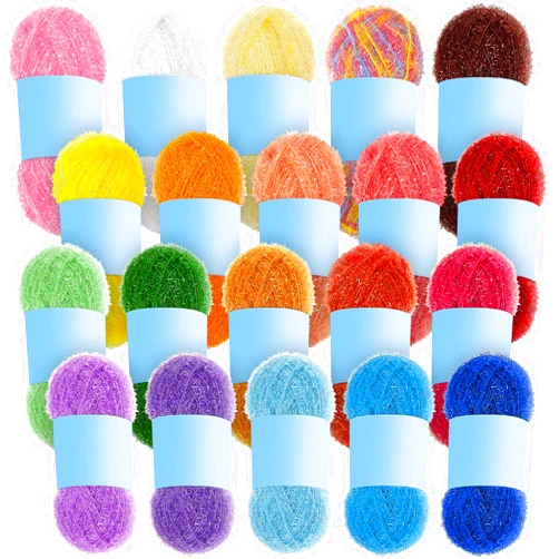 Amylove 20 Skeins Scrubby Yarn for Dishcloths Assorted Colors for Crocheting Polyester Scrubby Assortment Pastel Yarn for Knitting Dishwashing Dishcloths Craft Project(Candy Color)