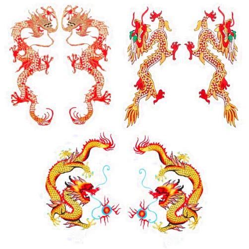 BEUNITONE 6 Pcs Chinese Gold Dragon Iron/Sew on Patches for Men Women Vintage kung fu Dragon Patches Embroidery Appliques for Clothing Bags Jackets Jeans DIY Accessory Craft Clothes Decoration