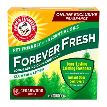 Arm & Hammer Forever Fresh Clumping Cat Litter Cedarwood, MultiCat 18lb, Pet Friendly with Essential Oils