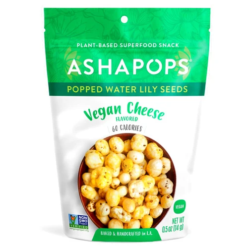 AshaPops Vegan Cheese Flavored Popped Water Lily Seeds - Gluten-Free, Vegan, Paleo, Nut-Free, Corn-Free, Soy-Free, Non-GMO, Delicious Plant-Based Crunchy Snack, 0.5 oz (Pack of 12)