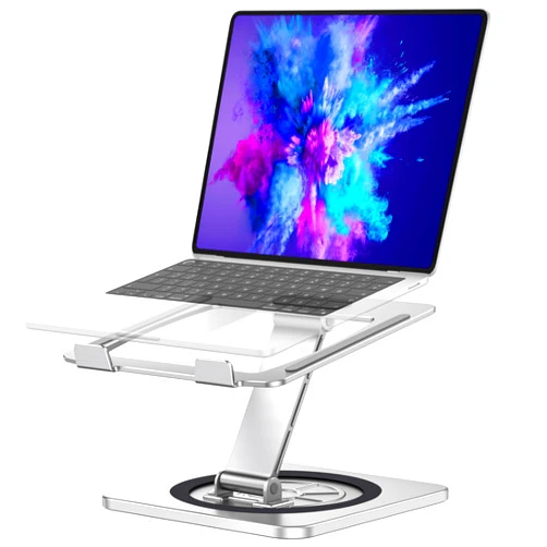 RIWUCT Laptop Stand for Desk with 360° Swivel Base, Adjustable Laptop Riser Holder, Ergonomic Foldable Computer Notebook Stand for Team Work, Compatible with MacBook Air Pro, Dell XPS, HP (10-16