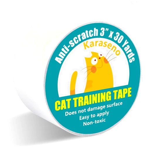 KARASENO Anti Cat Scratch Tape, 3 inches x 30 Yards Cat Training Tape, 100% Transparent Clear Double Sided Cat Scratch Deterrent Tape, Furniture Protector for Couch, Carpet, Doors, Pet & Kid Safe