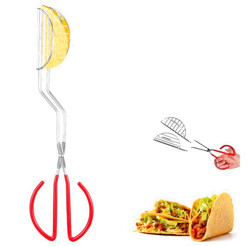 JAOPINK Taco Shell Tong - U-Shaped Taco Shells, Stainless Steel Taco Maker Press With Plastic Grip, For Making Homemade Taco Shells, Into Fresh And Delicious Crispy Taco Shells Without A Greasy Mess (1 Pcs)