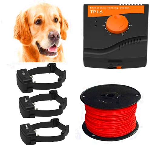 SUXIAN Electric Dog Fence System, Pet Containment System, Aboveground/Underground, Waterproof Training Collar Receivers with 300m Wire, Shock Tone Correction, Harmless for All Dogs,for3dogs