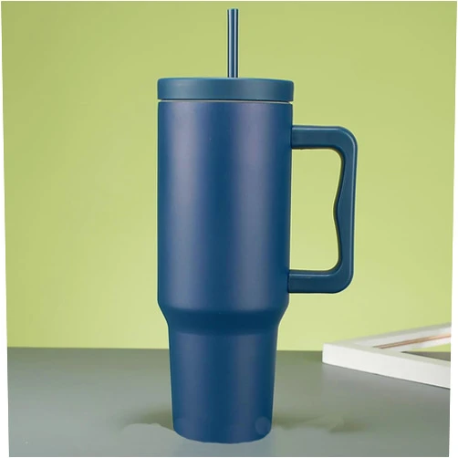 Buckshee 40 oz Tumbler With Handle and Straw Lid, Double Walled Vacuum Sealed Stainless Steel Insulated Travel mug, Travel Thermos for Hot and Cold Beverages (Dark blue)