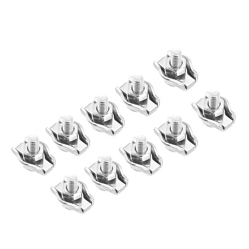 ROSKIO 10 Pcs Premium Stainless Steel Cable Clamps 1/16 - Durable Wire Rope Single Clips for Secure Rigging, Rope & Wire Clamping | Heavy-Duty, Rust-Resistant