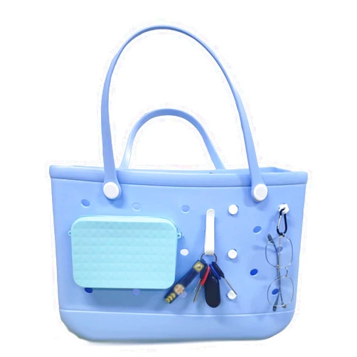 RYAOLFLY Soft Silicone Insert Wallet Charm for Bogg Bags Accessories, Beach Bags Phone Holder, Phone Holder for Bogg Bag Accessories, Bogg Beach Bags Tote Bag Compatible, and Insert Hook Holder. Blue