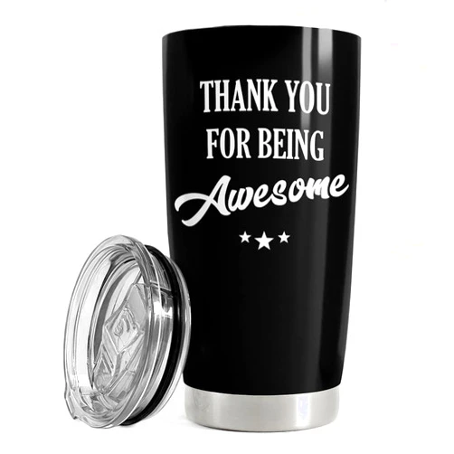 SANDJEST Thank You for Being Awesome Tumbler Gift Set - Birthday, Christmas, Appreciation Inspirational Gifts for Women, Men, Coworkers - 20oz Stainless Steel Insulated Coffee Travel Mug