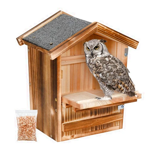BSRTOP Owl House Owl Nesting Box for Outdoors: Weatherproof Owl Box for Outside with Bird Stand Easy Assembly Required