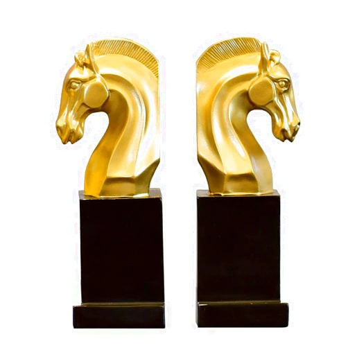 LiLi_Shop Bookends Book Ends Bookends Book Ends for Book Shelves Creative Horse Decoration Study Desk Bookcase Bookcase Book Clip Bookend (Color : Gold, Size : 10 * 8 * 26cm)