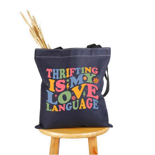 PWHAOO Thrift Lover Gift Thrifting Is My Love Language Tote Bag Thrifting Day Handbag Retro Shopper Gift Thrifter Merch