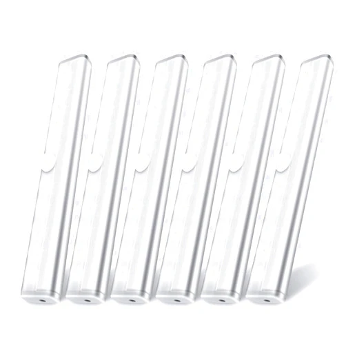 lexall 6 Pack LED Motion Sensor Lights, 10 LED Closet Battery Operated Lights, Stick-On Anywhere Magnetic Night Light Bar, Led Safe Light Indoor for Closet Stairs Wardrobe Under Cabinet