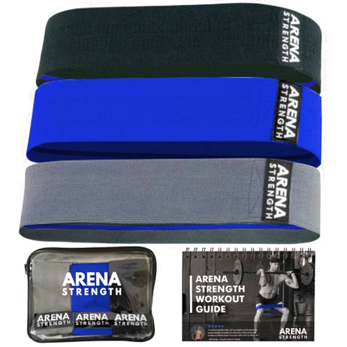 Arena Strength Fabric Booty Bands - Fabric Exercise Bands for Legs and Butt | Fabric Resistance Bands | Hip Resistance Bands with Workout Guide and Carry Case