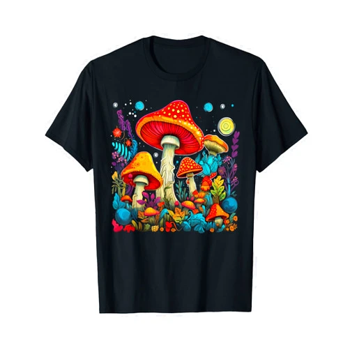 Mushrooms Lover Gift Co. Hippie Mushrooms Psychedelic Forest Fungi Festival T-Shirt