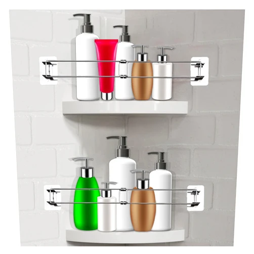 Vcnoeo RV Shower Corner Storage Bar,Adjustable Stainless Steel Rod for Corner Shelves in Camper, Length 7.5-13.5 inches, RV Bathroom Organization Must Have Accessories (2 Pack)