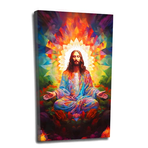 XWNLTEPK Psychedelic Jesus Art Meditation Jesus Painting Christ Consciousness Yoga Art Prayer Art Christian Gift Hippie Art Poster Jesus Portrait on Wall Jesus Wall Decor Canvas Print Wall Decor