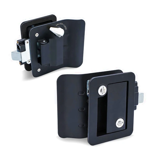 TSMST RV Door Locks for Travel Trailers with Paddle Deadbolt, Zinc Alloy Black RV Entry Door Lock Latch with 4 Keys, Trailer Door Latch for Camper Horse Trailer Cargo
