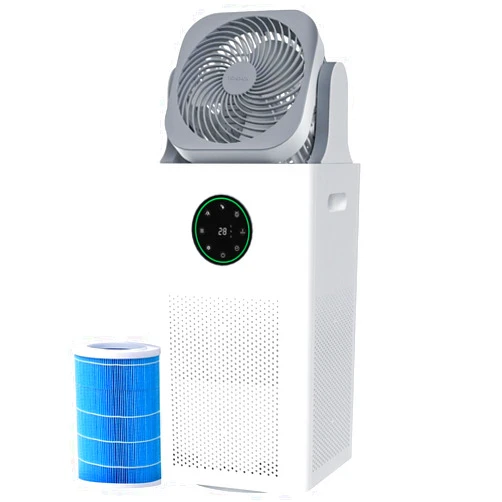 YOKEKON Humidifier and Purifier in One, Purifier and Humidifier Combo with Oscillating Fan, Evaporative Large Room Humidifier for Bedroom, Sleep Mode, Timer, Baby Adults Office Yoga Plants, White, 4L