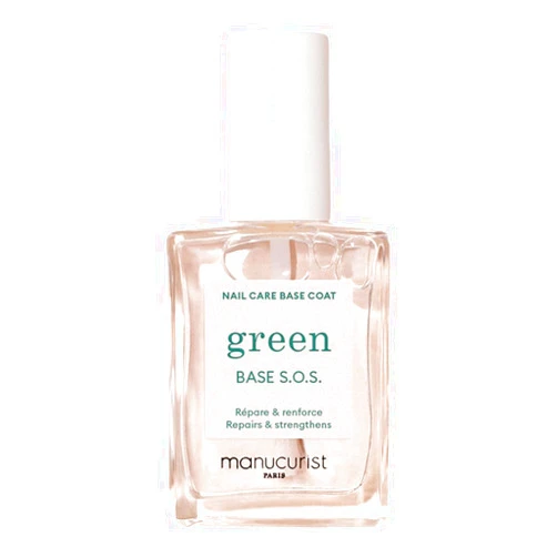 MANUCURIST - S.O.S. Base Coat - Enriched with Vitamins C and B5 - Nail Fortifier - Repairs and Strengthens - Care for Very Damaged Nails - Vegan, Up to 78% Plant-Based - 0.5 fl oz