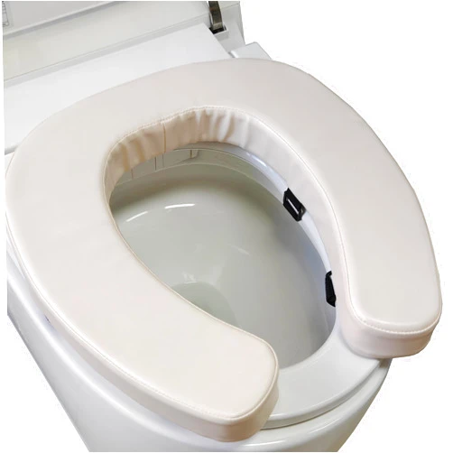 DOMSCIEN Padded Toilet Seat Cushion with 2-Inch High-Density Foam & Waterproof PU Fabric, U-Shape Padded Toilet Cushion - Secure Hook & Loop Tape, Fits Standard/Elongated Toilets (Beige)