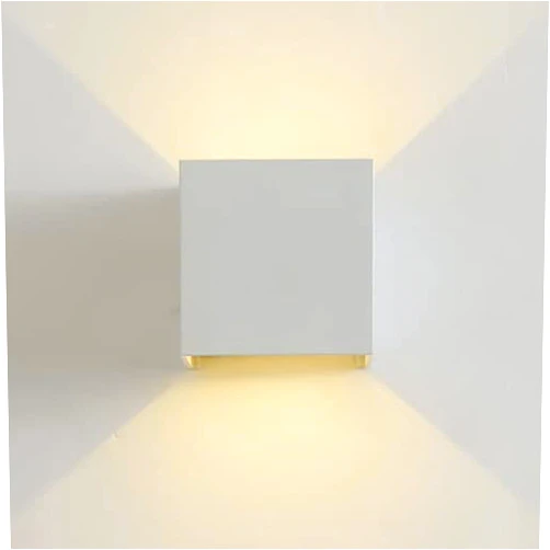 ZXKYZR8 LED Wall Light Outdoor, 6W 800LM 3000K Up and Down Modern Wall Lights IP65 Waterproof Square Wall Lamp for Outdoor Garden Balcony Wall, Beam Angle Adjustable Wall Wash Lighting