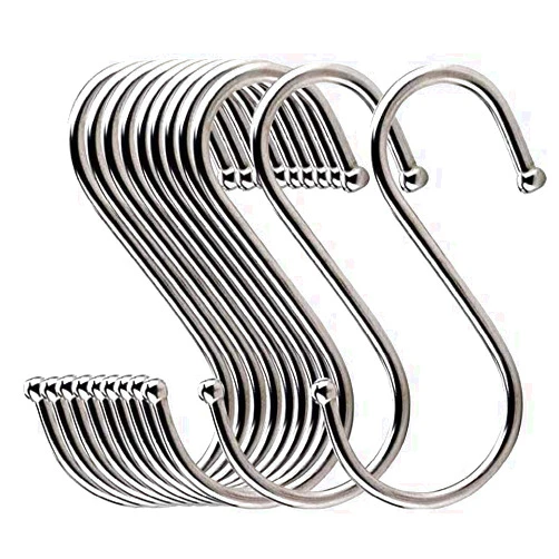 LOYMR 16 Pack 4.7 Inches Extra Large S Shape Hooks Heavy-Duty Metal Hanging Hooks Apply Kitchenware Bathroom Utensils Plants Towels Gardening Multiple uses Tools (Silver)