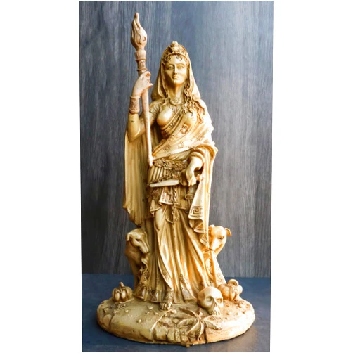 Ebros Gift Pagan Wicca Deity Hecate Statue Greek Goddess of Magic Witchcraft & Necromancy Hekate with She-Dogs Decorative Figurine Triple Goddess Form Feminism Symbol Sculpture (Ivory Beige)