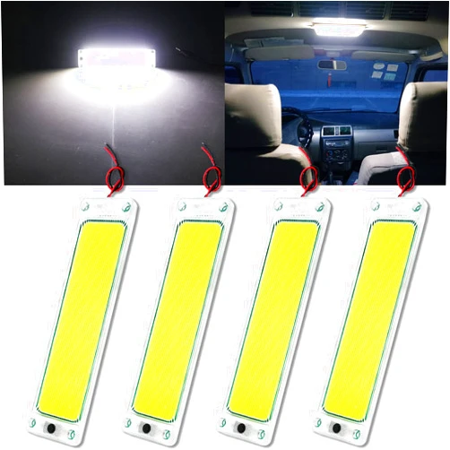 GZRUICA Interior Light Bar with Plastic Cover COB 108 SMD DC12-36V LED Strip Lights with ON/Off Switch for Camper Truck Van RV Trailer Boat Cabinet Lights with Double-Sided Tape/Screw 4-Pack White