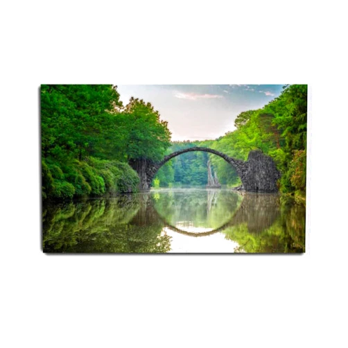 VIUBGCPS Canvas Print Pictures Wall Art Painting Arch Bridge Rakotzbrucke in Kromlau Framed & Stretched Posters Ready to Hang Home Decor Artworks - 20x32inch