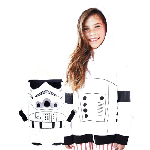 Cubcoats Star Wars Stormtrooper Transforming 2 in 1 Classic Zip Up Hoodie & Plushie, White and Black