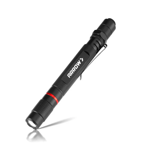 Arrow Fastener Arrow LED Pen Light Flashlight, 120 Lumens Aluminum Pocket Flashlight with Clip for Inspection, Work, Emergency, 2AAA Batteries Included
