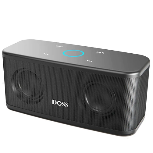 DOSS SoundBox Plus Bluetooth Speaker with HD Sound, Wireless Stereo Pairing, Built-in Mic, 20H Playtime, Portable Speaker for Home, Outdoor, Black