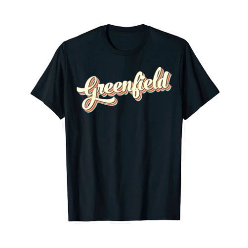 Greenfield Retro Vintage Style T-Shirts Greenfield TShirt Retro Art Baseball Font Vintage T-Shirt