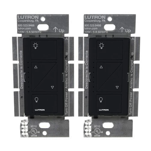Lutron Caseta Original Smart Dimmer Switch (Lutron Smart Hub Required), for LED Lights, 150 Watt, Single-Pole/3-Way, No Neutral Required, PD-6WCL-BL-2-Pack, Black, 2 Black