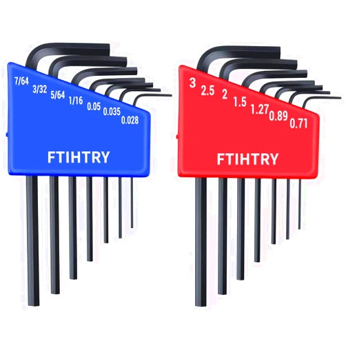 FTIHTRY 14pcs Mini Hex Key Allen wrench Set, Metric(0.7-3mm) and SAE(0.028-7/64