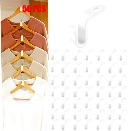 Uccm Clothes Hanger Connector Hooks 50PCS Plastic Hooks Cascading Hangers Space Saving Organizer for Heavy Duty Clothes Closet