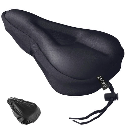 Zacro Bike Seat Cushion - Gel Padded Bike Seat Cover for Men Women Comfort, Extra Soft Exercise Bicycle Seat Compatible with Peloton, Outdoor & Indoor