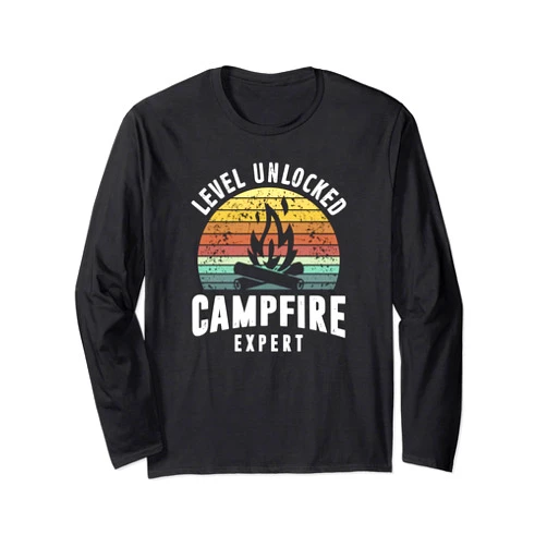 TooMerch Campfire Expert Level Unlocked Campfire Expert Travel Lover Campaign Skill Long Sleeve T-Shirt