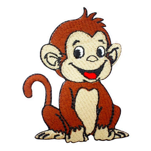 WASPRO Cute Monkey, animal patch, Monkey patch, Cartoon patch, Kids rhymes Patch Embroidered Iron on Sew on Patch Badge for Clothes etc. 8x5cm