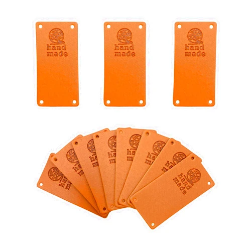 Wenplus 40 Pcs PU Leather Label Handmade Tag Label Handmade Embossed Tag Embellishment Knit DIY Apparel Accessories for Jeans Bags Shoes Hat -Yarn Ball