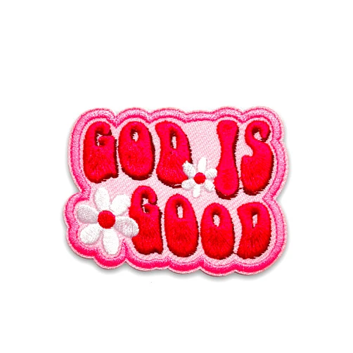 LILIROZE G*d is Good Patch 3 Inches Iron On/Sew On Embroidered Applique Patch for Clothes Backpacks Hats, Funny Christian, Religious, Jesus, Cute Flower DIY Accessories Gift for Mom Dad Friends Coworkers