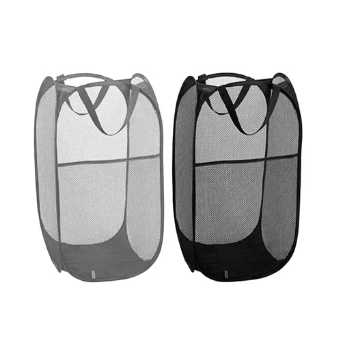 POSHIGE 2 Pack Pop Up Collapsible Laundry Baskets, Foldable Mesh Popup Laundry Hamper with Reinforced Carry Handles, Folding Pop-Up Clothes Hampers are Great for Kids Room, College Dorm or Travel