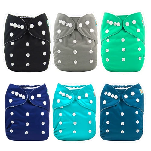 ALVABABY Cloth Diaper, One Size Adjustable Washable Reusable for Baby Girls and Boys 6 Pack with 12 Inserts 6BM01