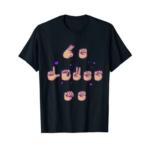 ASL Sign Language Design For Lovely Deaf People He Loves Me As ASL Sign Language ASL American Sign Language T-Shirt