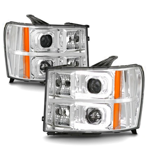 ACANII - For New 2007-2013 GMC Sierra 1500 2500 OPTIC LED Bar Projector Headlights Headlamps Driver + Passenger Side