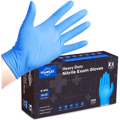 TitanFlex Disposable Nitrile Gloves 6 mil Blue Heavy Duty Disposable Gloves, Cooking Mechanic Gloves, Latex Free Powder Free